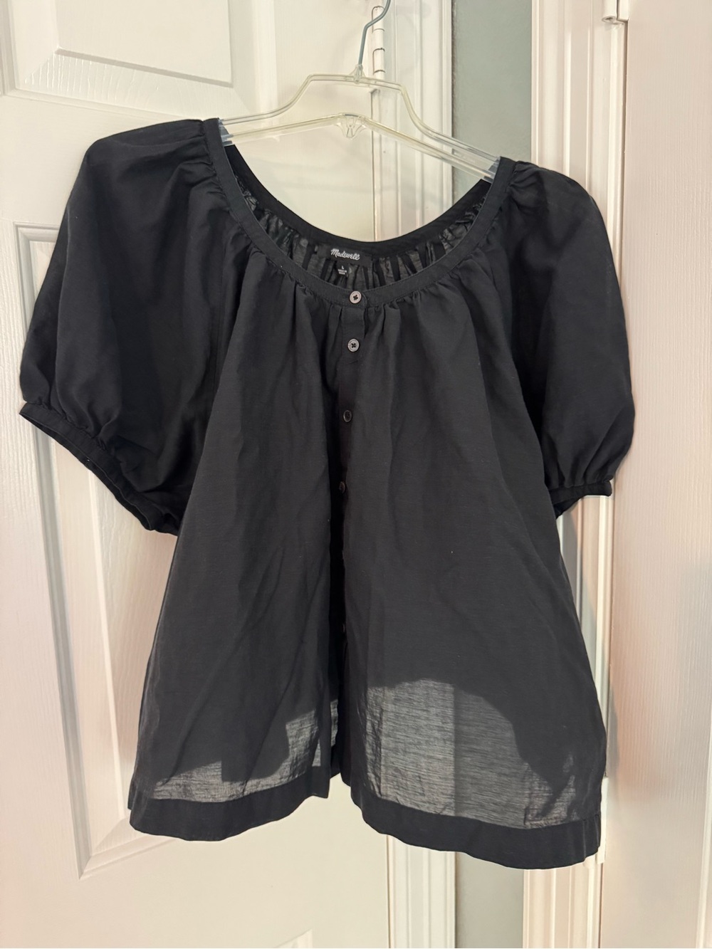 Madewell Black Puff Sleeve A Line Women's Top